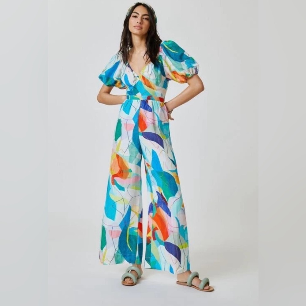 Anthropologie Ranna Gill Tie Back Abstract Print Jumpsuit NWOT, Size Small